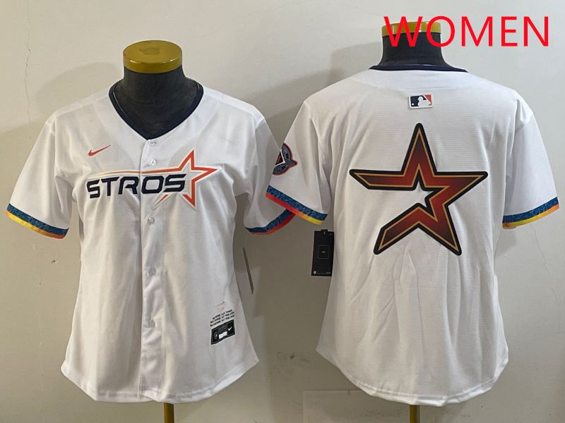 Women Houston Astros Blank White Fourth generation Joint Name 2025 Nike MLB Jersey style 9